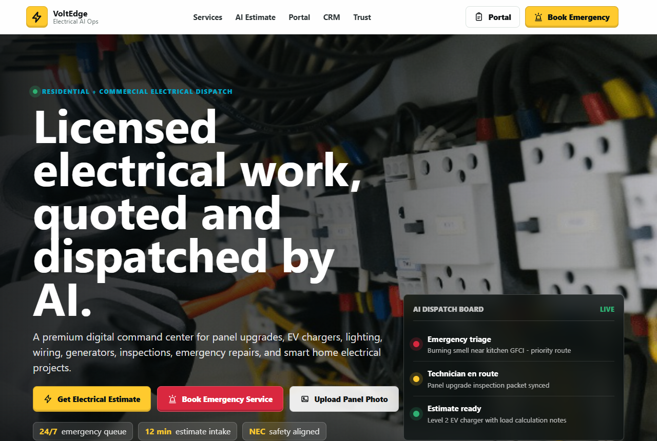 Electrical contractor website template preview