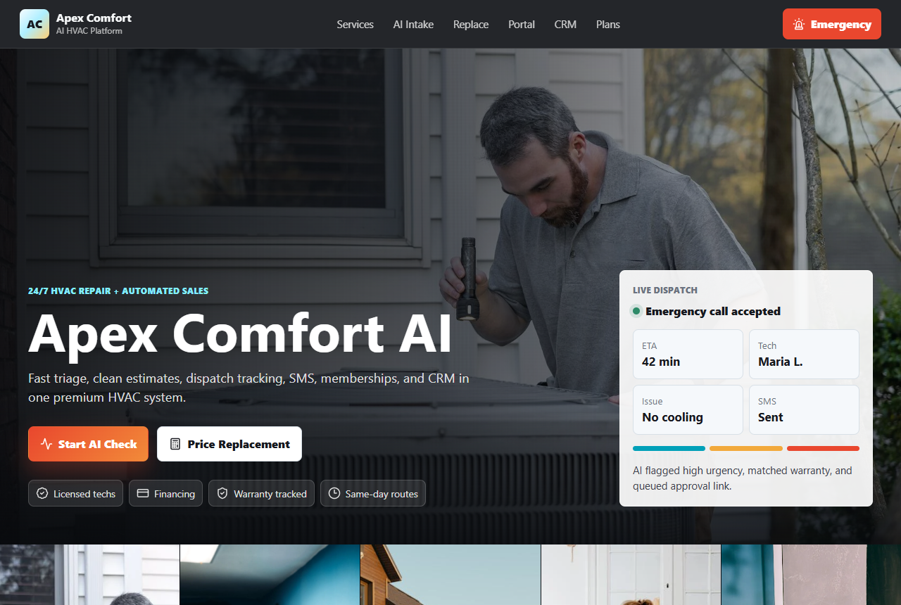 Apex Comfort HVAC template preview
