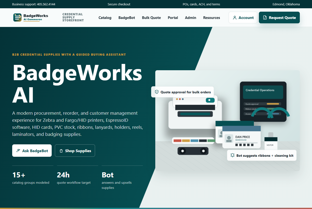 BadgeWorks AI Commerce template preview